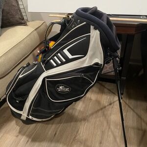 Cobra Golf Stand Bag Black White Magnetic Pocket Dual Strap Carry Bag